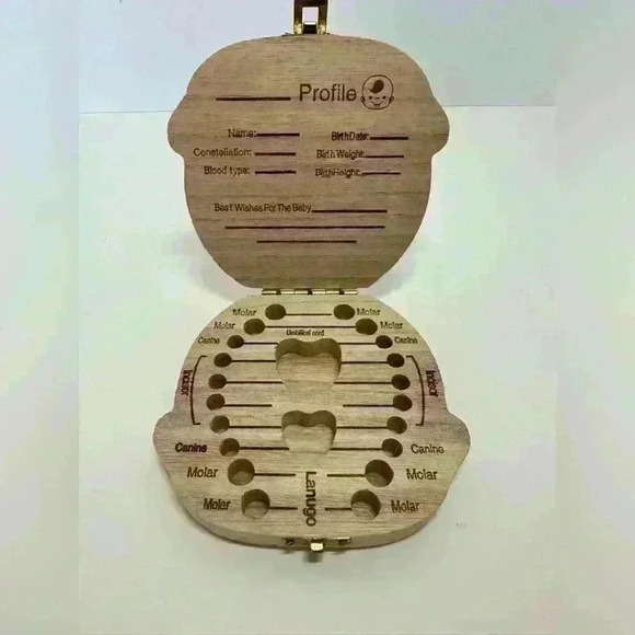 Baby’s Wooden Tooth Box Organizer - Boy - Picture 2 of 4